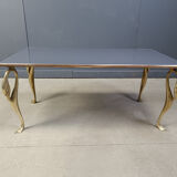 Vintage brass swan coffee table, 1970s