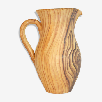 Pitcher ceramic with decorations of fake wood by Grandjean Jourdan, France.