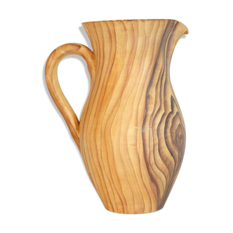 Pitcher ceramic with decorations of fake wood by Grandjean Jourdan, France.