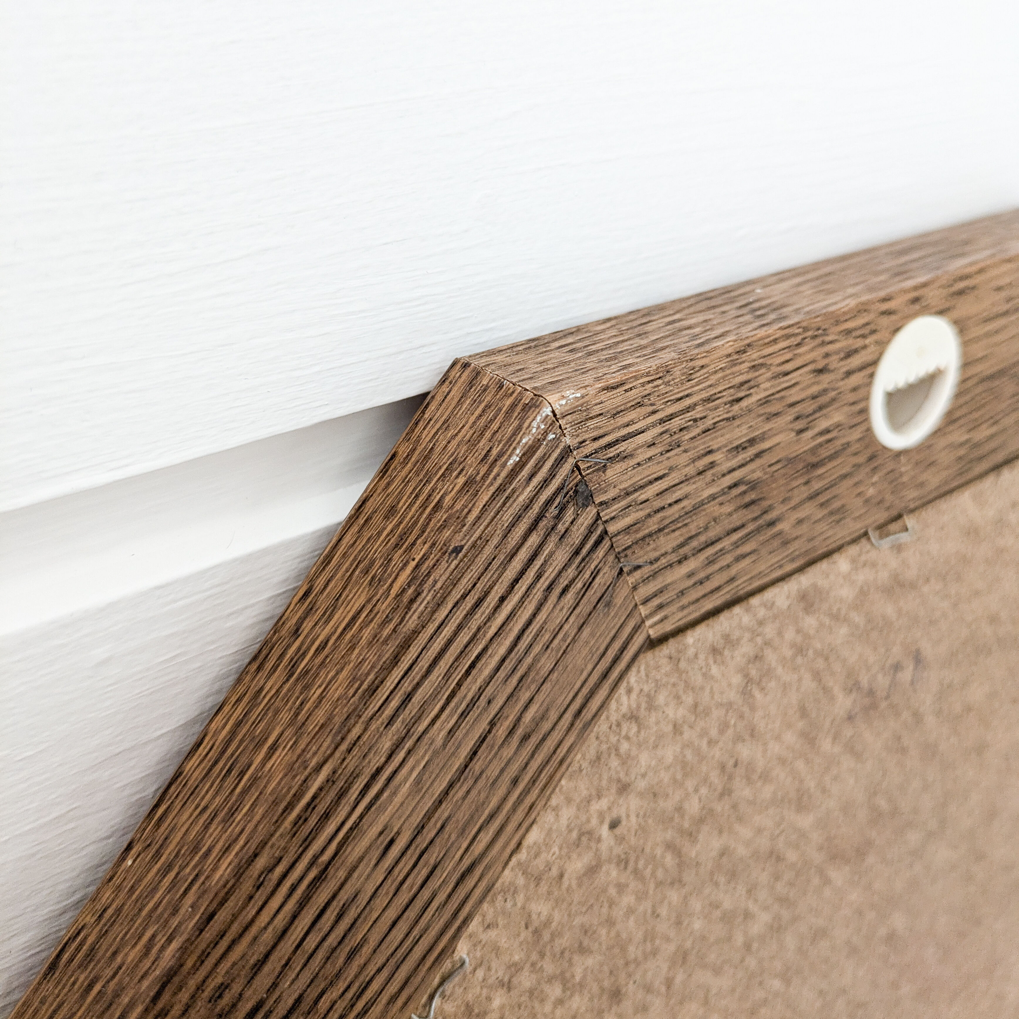 Miroir vintage octogonal bois massif nervuré entrée salle de bain chambre