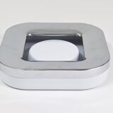 Square white ashtray Ico Parisi, chrome and melamine by Lamperti, Italy, 1970s.