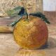 Old painting, still life with roses and oranges, signed circa 1950.