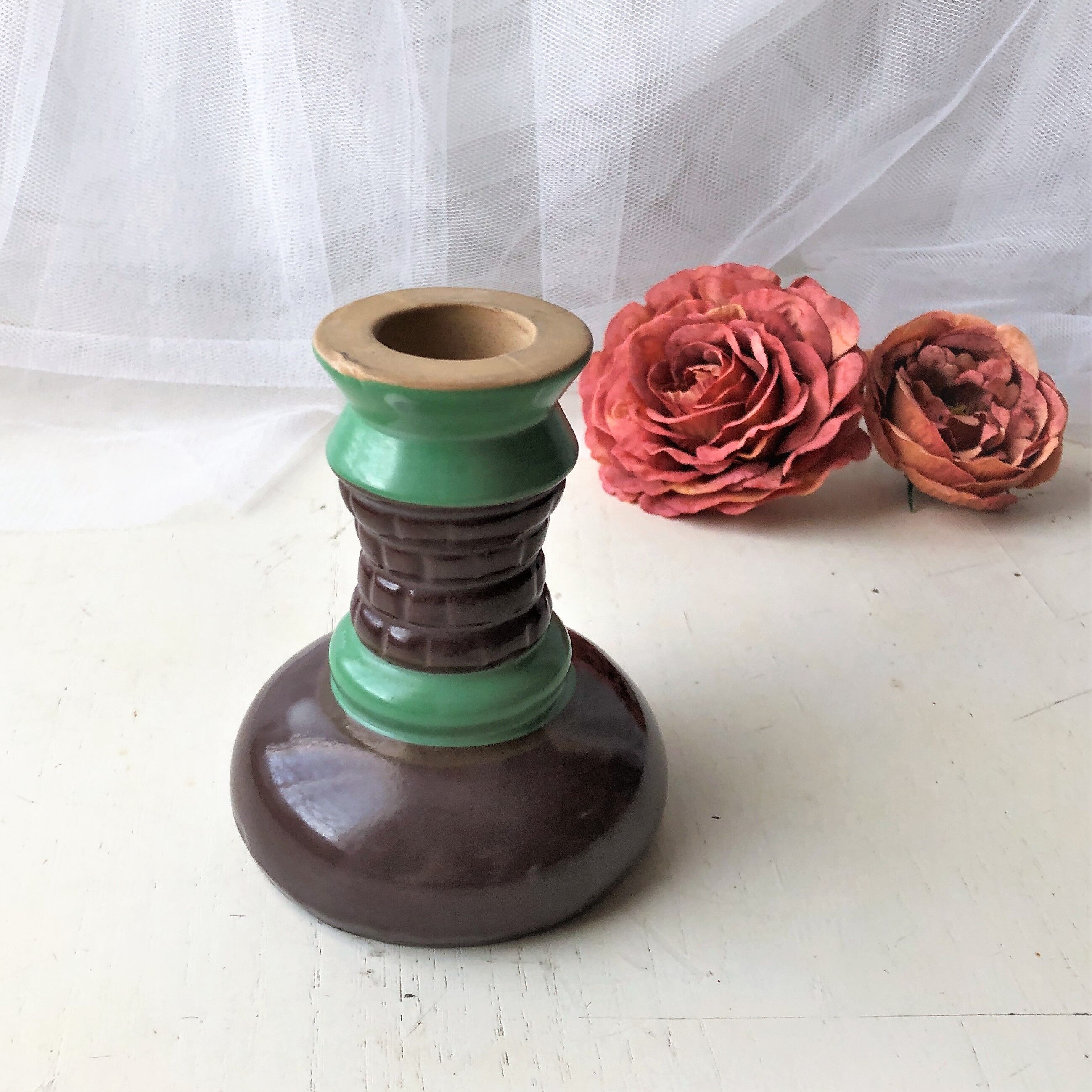 Handmade glazed ceramic candle holder