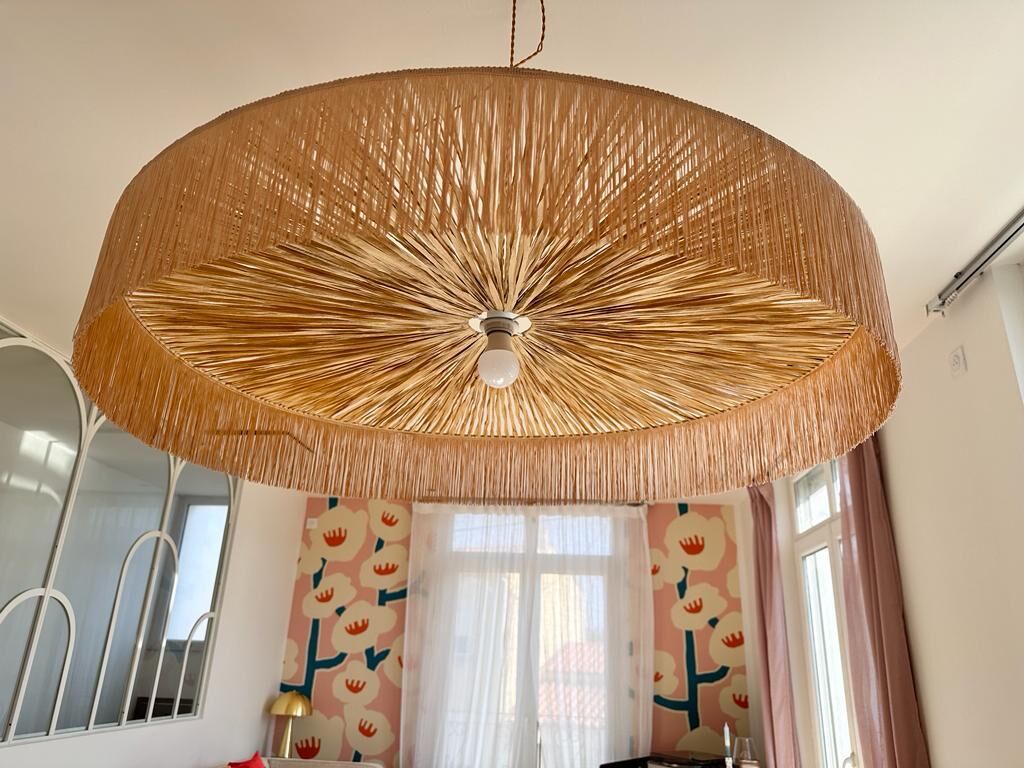 Pendant lamp Raphia Parasol with fringes