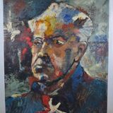 D. Jouroy (20th century) “Portrait of a man” Oil on hardboard signed and dated 1967