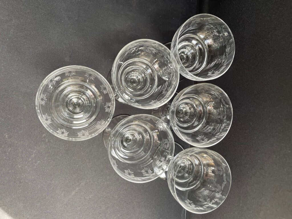6 water glasses – guilloche blown crystal