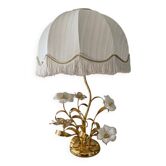 Vintage brass lamp with glass paste flower