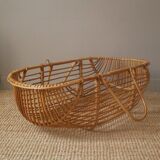 Moĩse rattan bassinet cradle, handcrafted, vintage wicker rattan