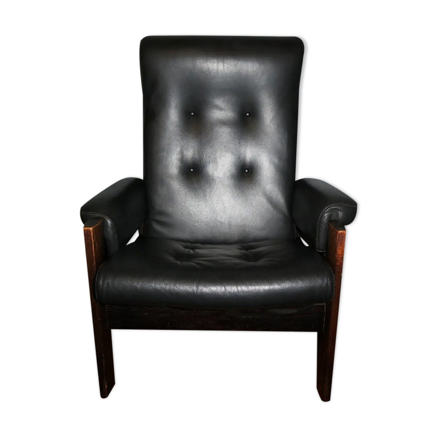 Mid century Danish leather reclining lounge chair