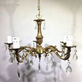 5-light chandelier in bronze and pendants