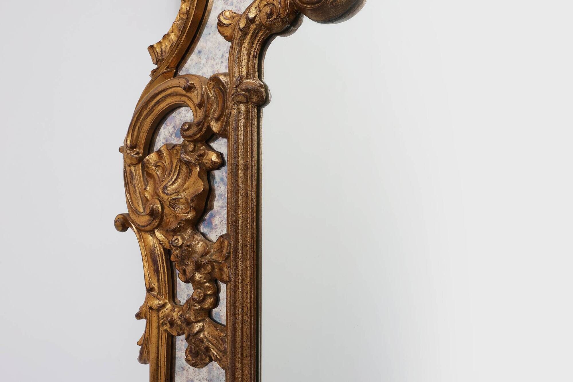 Rococo style gilt mirror with marbled glass border by Deknudt, Belgium, 197