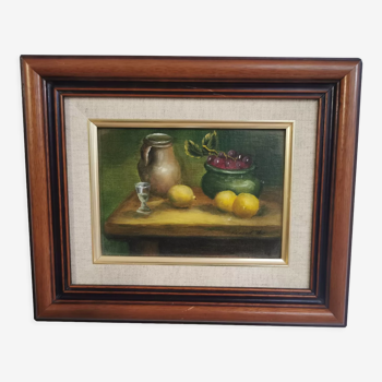 Nature morte, huile sur panneau, classique