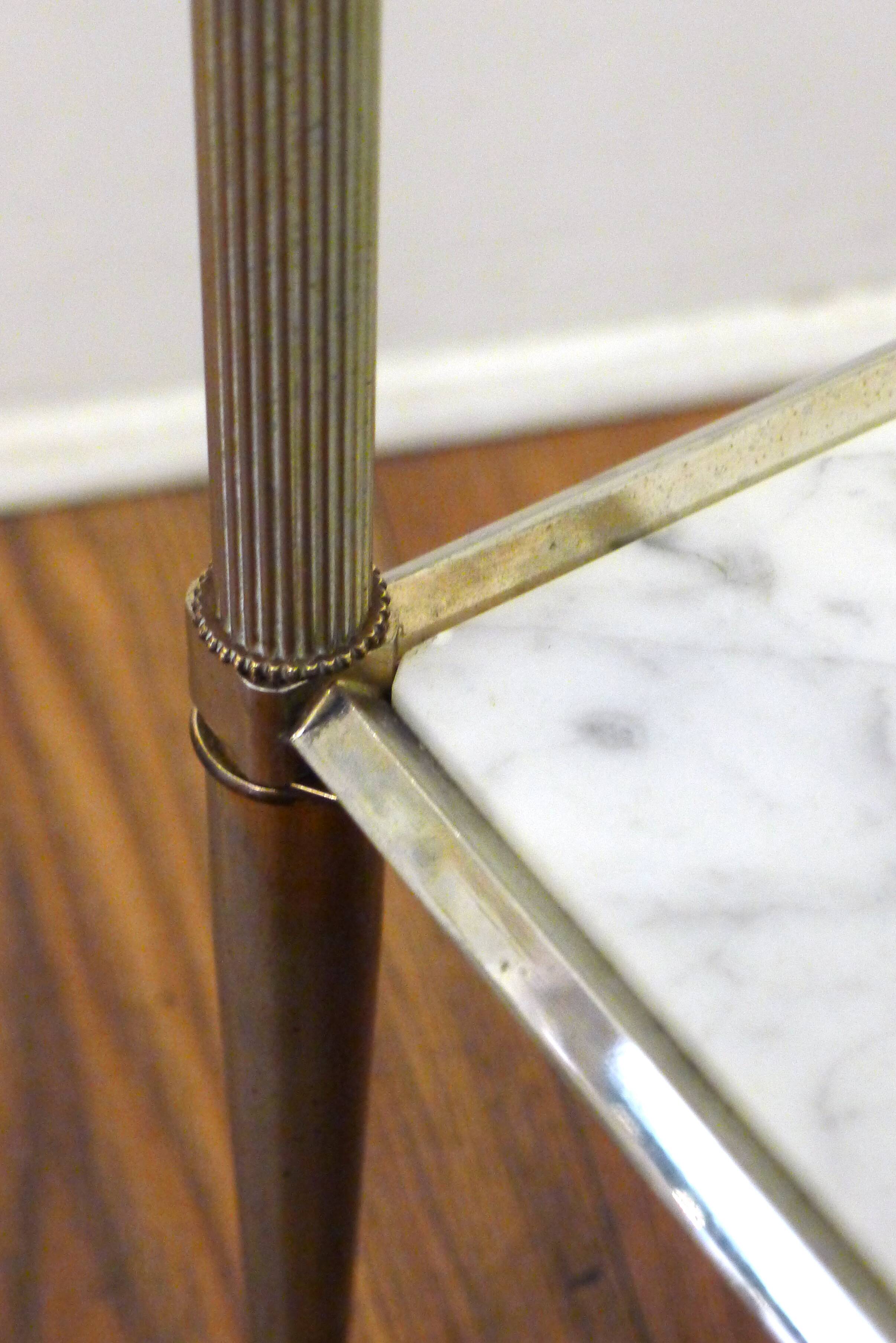 Small Regency-style side table, gold, glass & marble, 1970s.