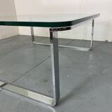 Table basse moderniste suisse en chrome, acier et verre de Strässle, années 1970