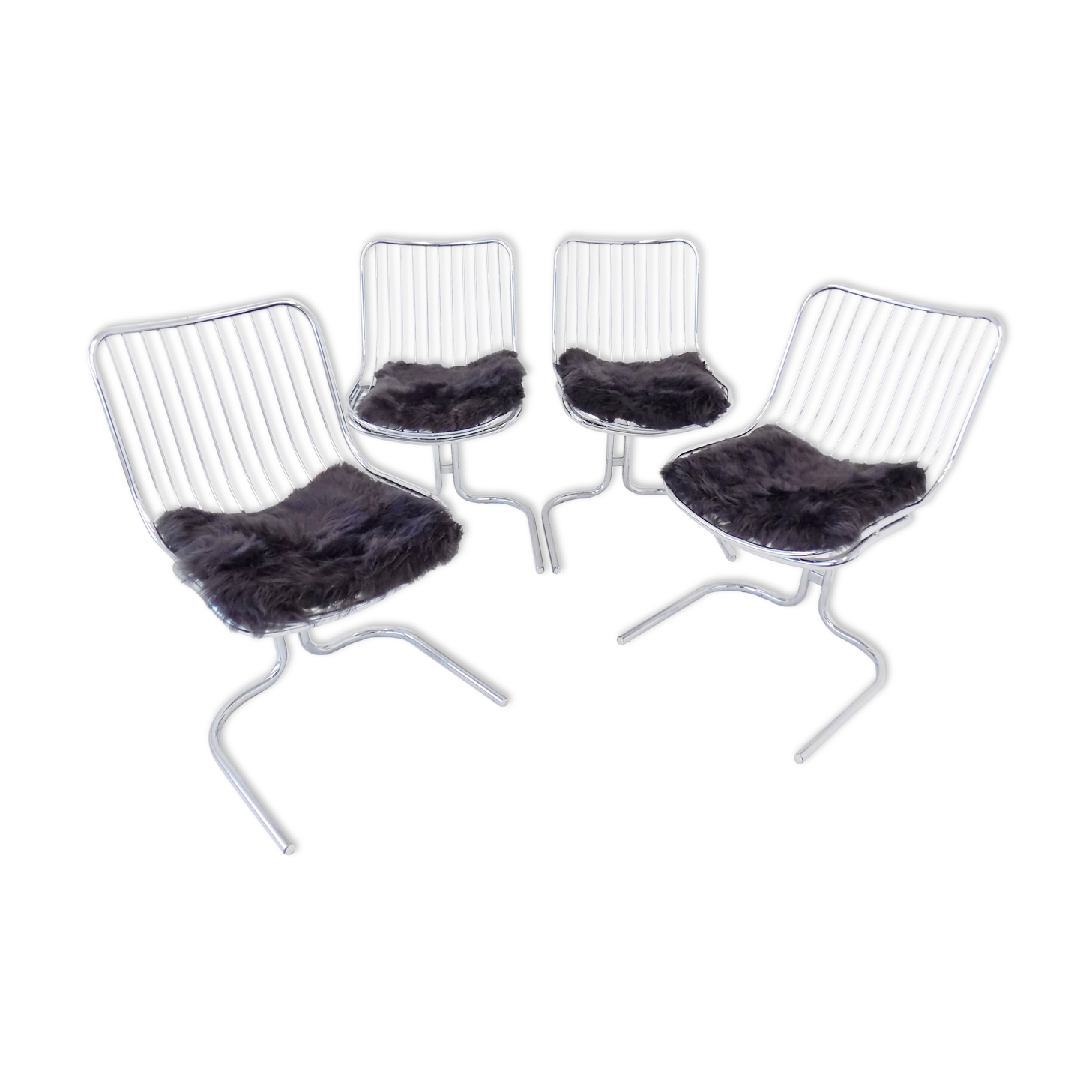 Rima set of 4 Radiofreccia chrome chairs by Gastone Rinaldi