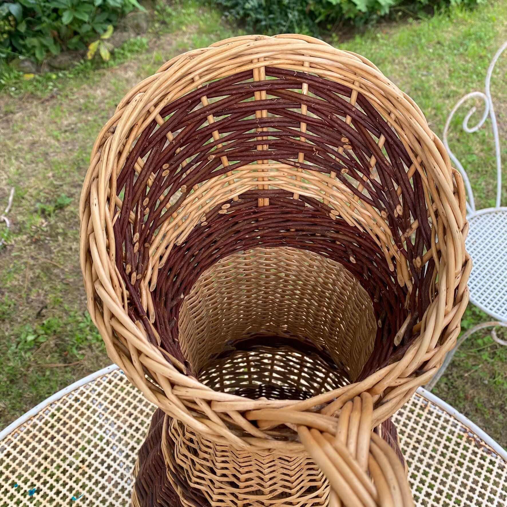 Large jug, two-tone woven wicker jar h 61 cm