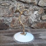 Wall lamp gooseneck bronze and serrated opaline.