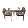 Set of 6 dining chairs, cherrywood and leather