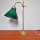 Art Deco desk lamp in brass and conical green opaline, 1920s-30s