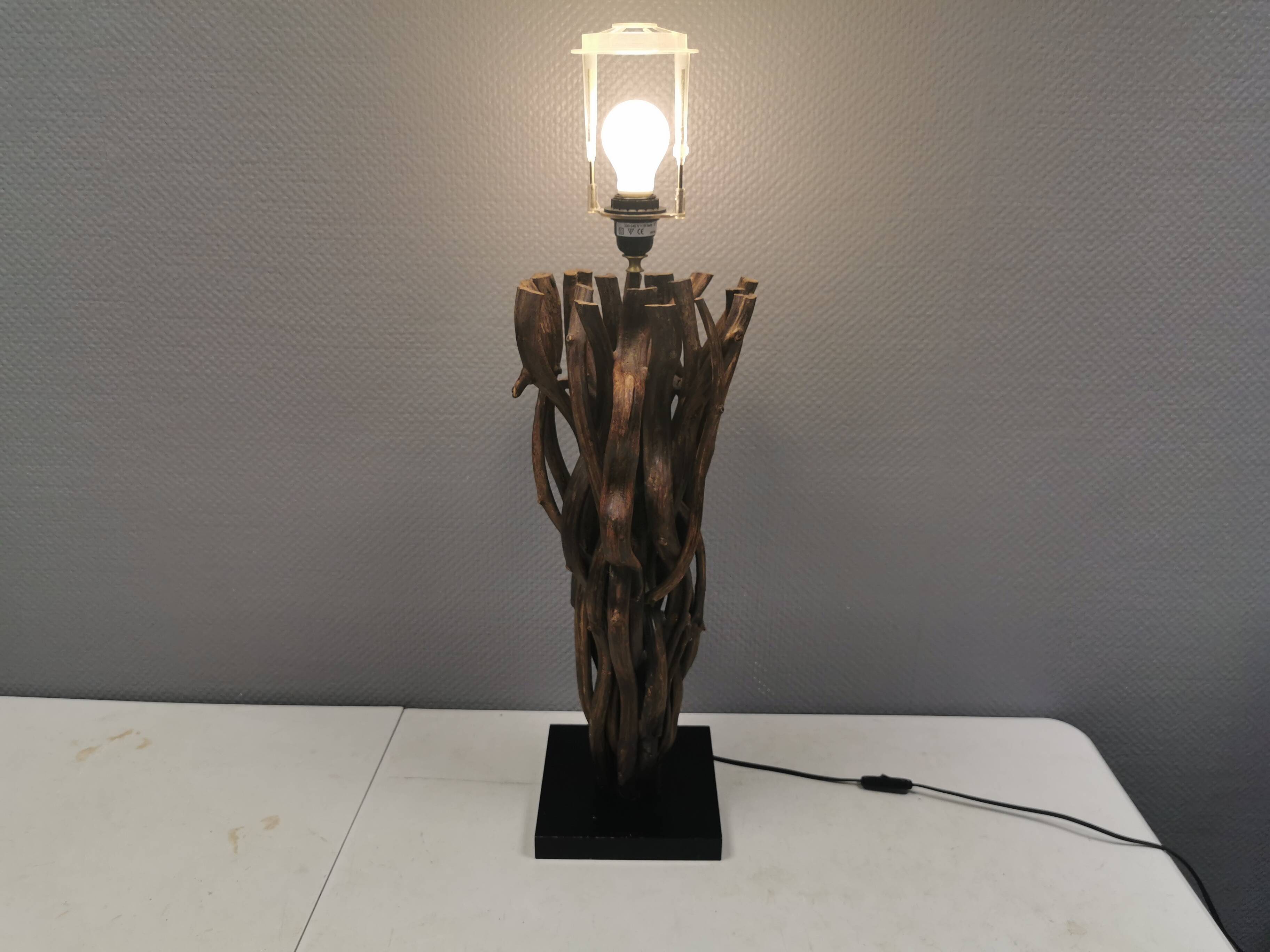 Designer table lamp/floor lamp, made from driftwood.