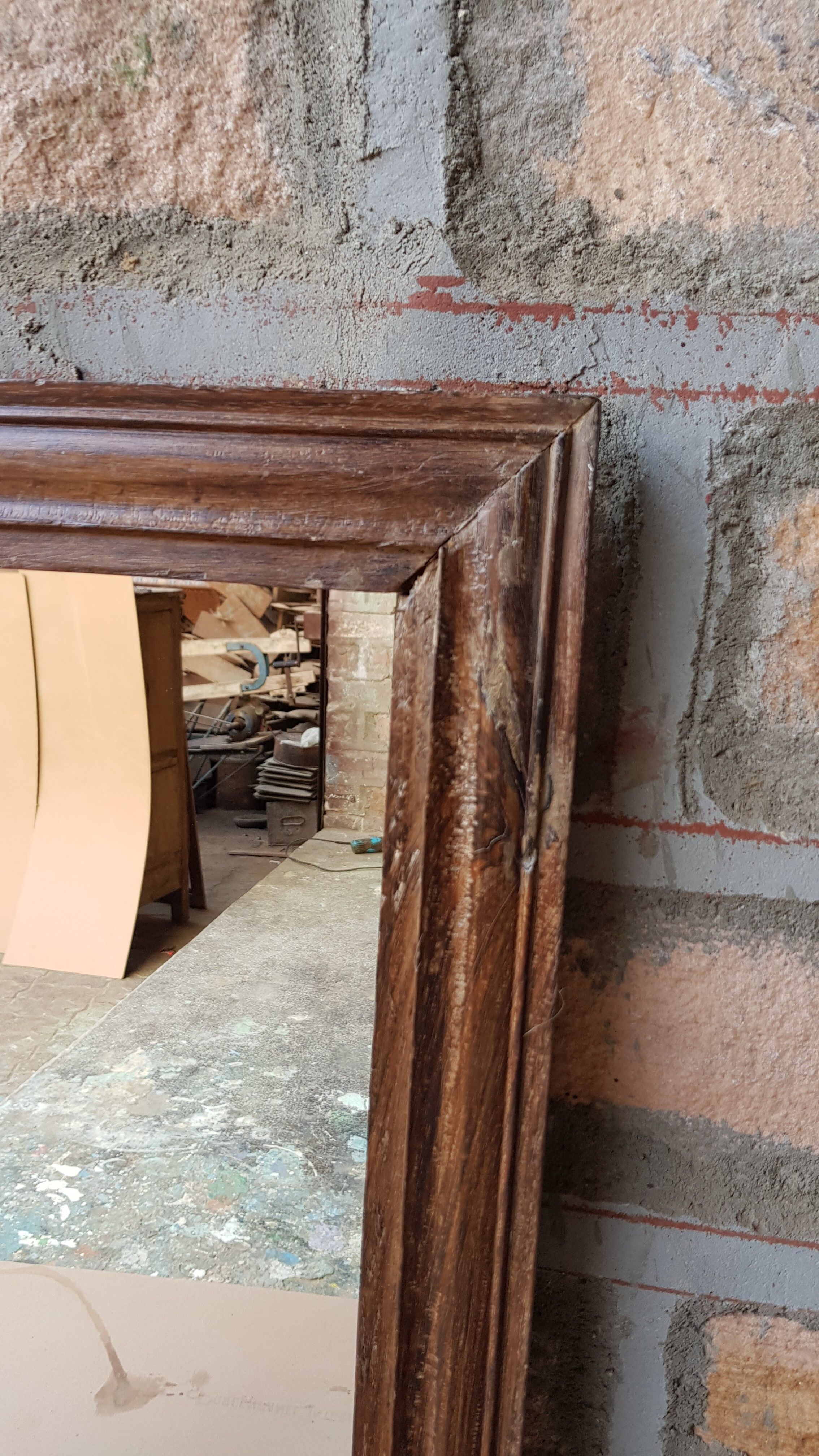 Ancient Burmese teak mirror