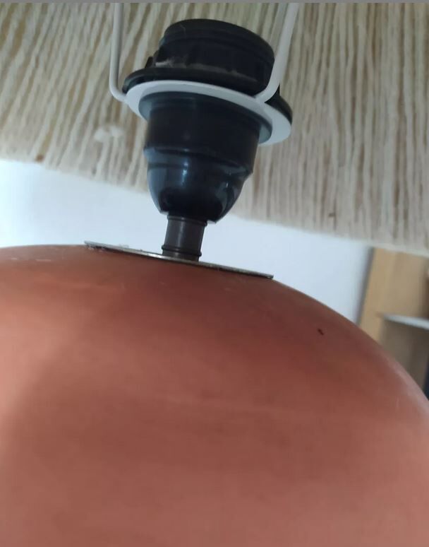 Terracotta lamp lampshade white jute