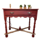 Table d'appoint ou console en bois terracotta avec tiroir