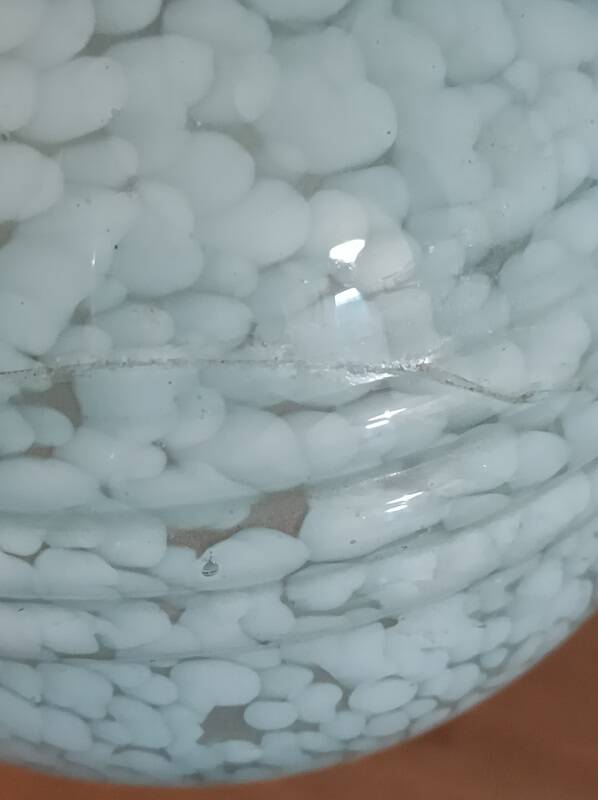 Bedside lamp in room with patinated golden globe Clichy blue