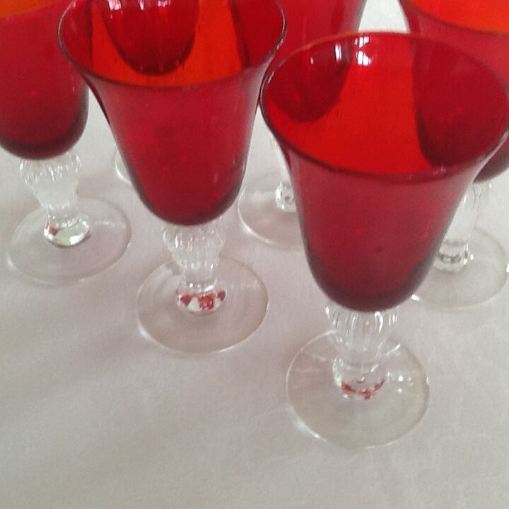 Red water glasses