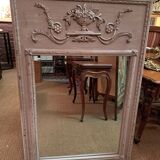 Louis XVI style trumeau mirror in patinated wood