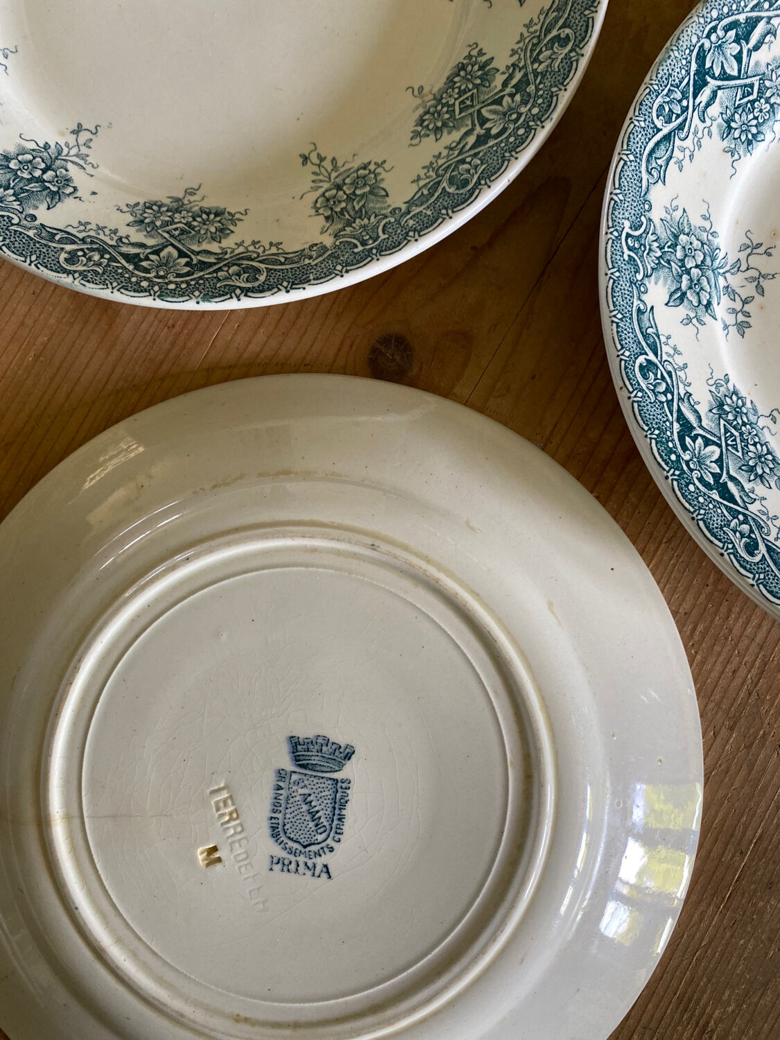 Old dessert service, compotier flat plates iron Prima Saint Amand