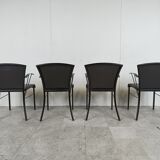 Vintage black leather dining chairs by Arrben, 1980s