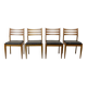 Solid Wood Ladder Dining Chairs with Square Black Leatherette Seating 1960s