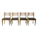 Solid Wood Ladder Dining Chairs with Square Black Leatherette Seating 1960s
