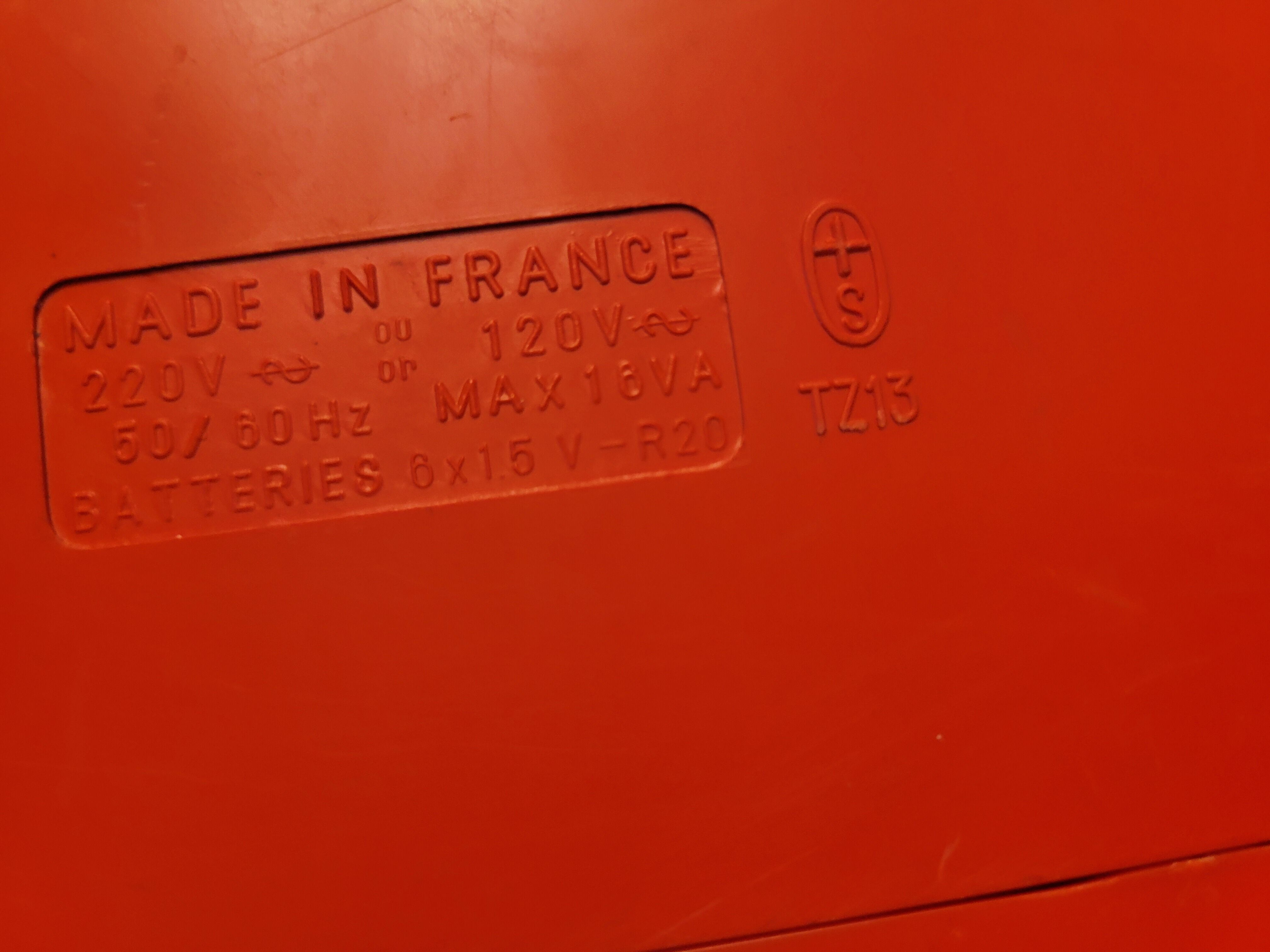 Vintage stereo electrophone record player Continental Edison red orange