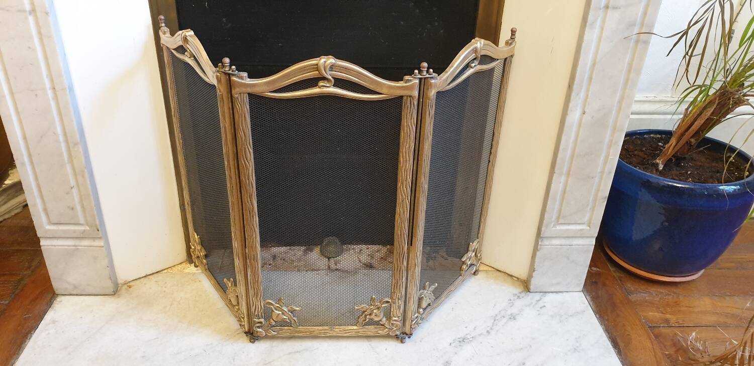 Art Nouveau brass fire screen 1900