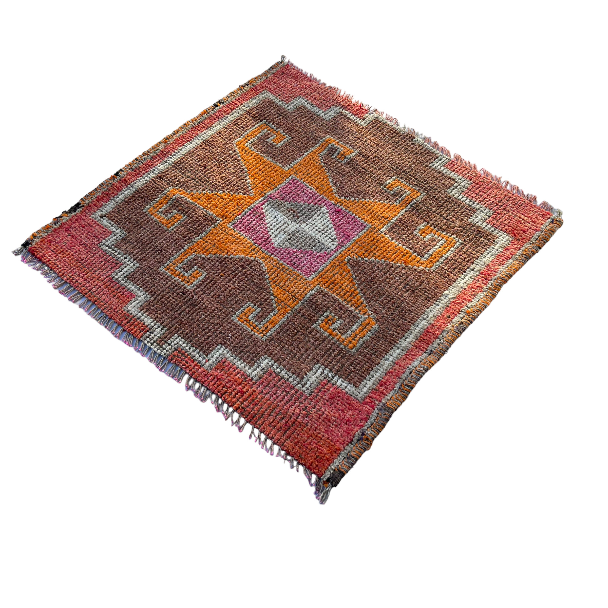 Tapis herki kurde vintage, 100 x 100 cm