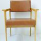 Pair of chairs 1950 Brown leatherette & oak vintage 50's