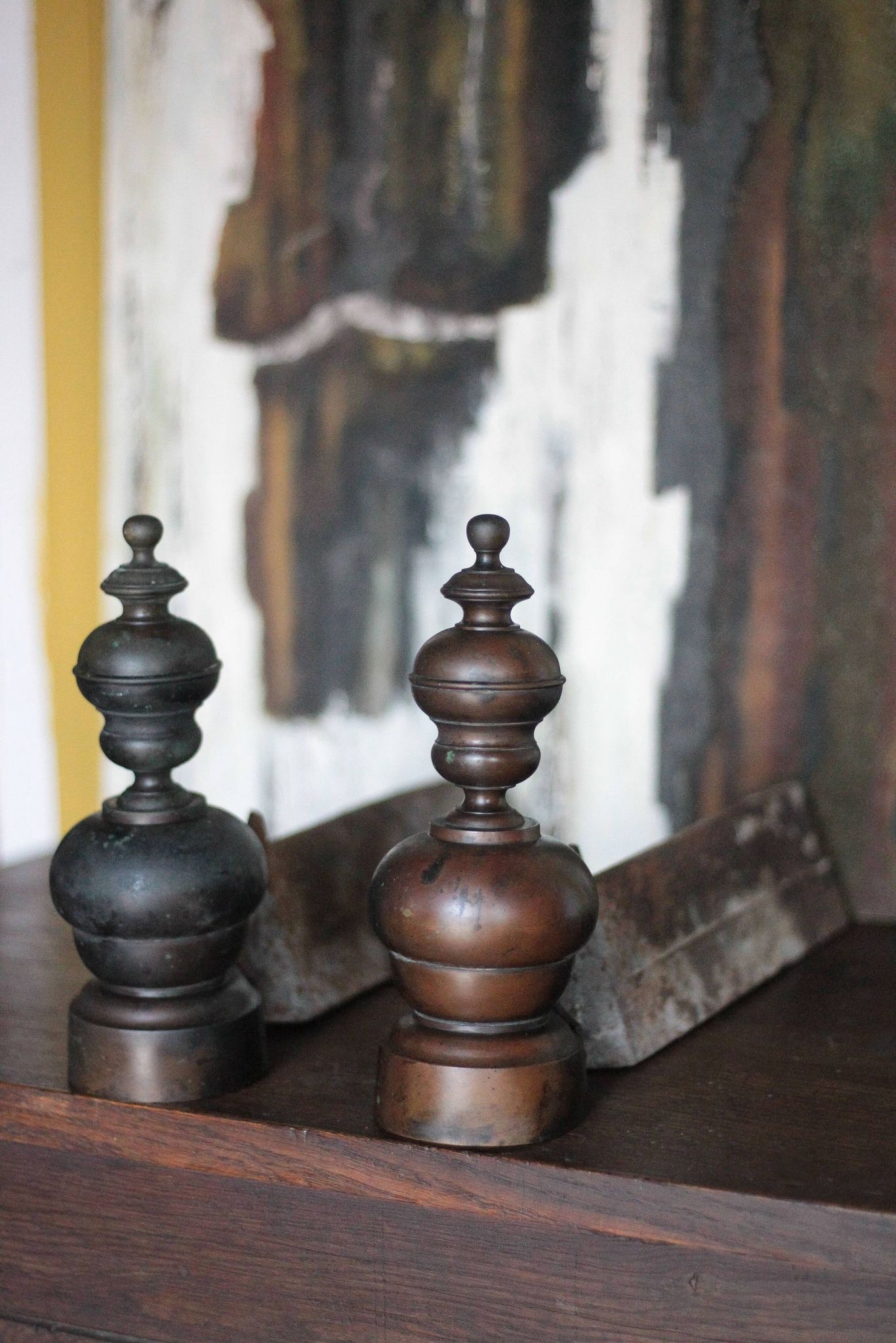 Vintage chenets, pair of chenets, fireplace accessory.