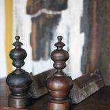 Vintage chenets, pair of chenets, fireplace accessory.