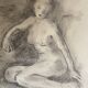 Tableau fusain nu féminin signé