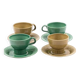 Set of 4 green and khaki Sunbeam cups and saucers.
