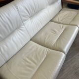 Scandinavian bench in solid teak and leather 1970