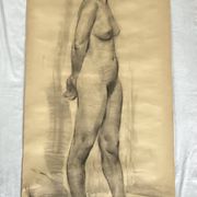 Large drawing of a nude woman signed around the 1940s dimension: height -150cm- width -80cm-