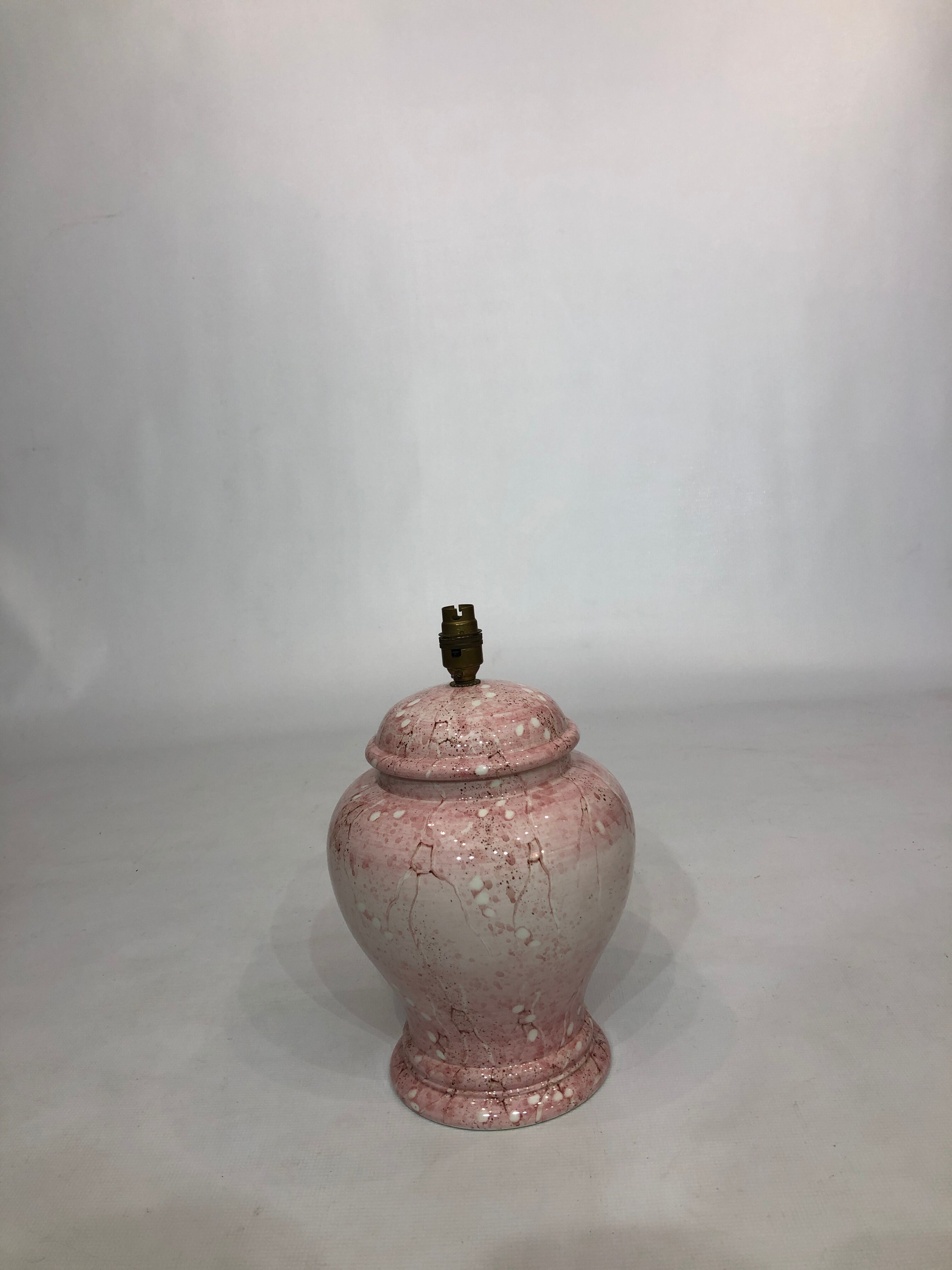 1980s Pink Ceramic Italian Table Lamp Marble Effect Vintage Urn Neo Classic
