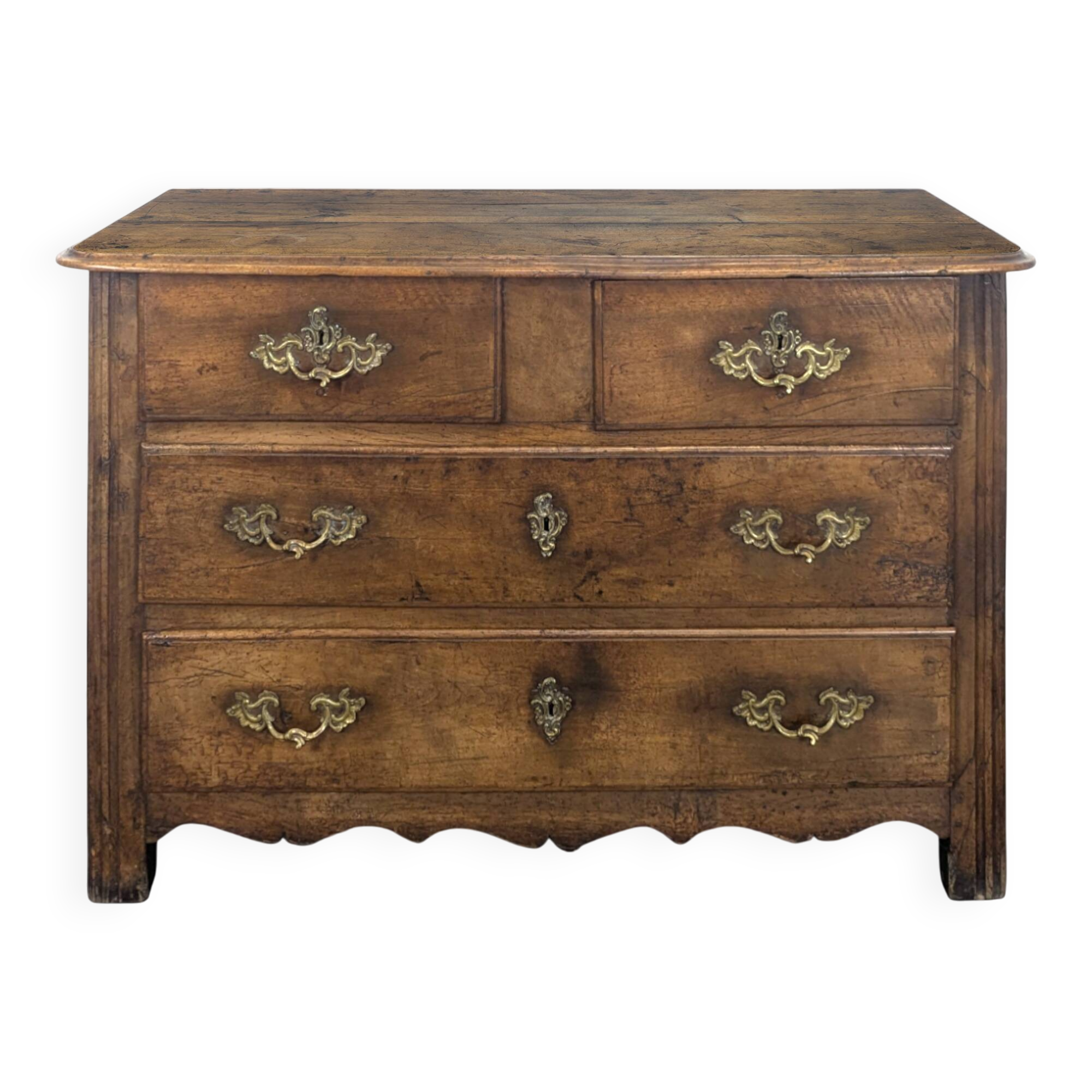 18th century solid walnut chest of drawers