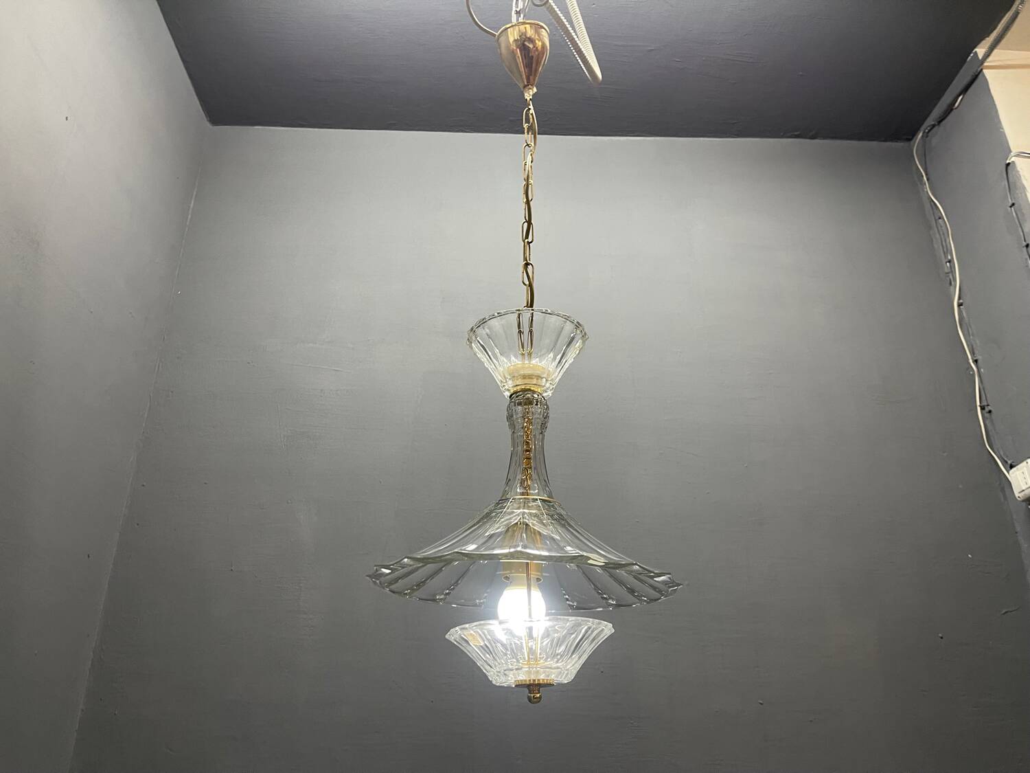 Vintage Crystal Pendant Light by Caldier, Italy, 1970s