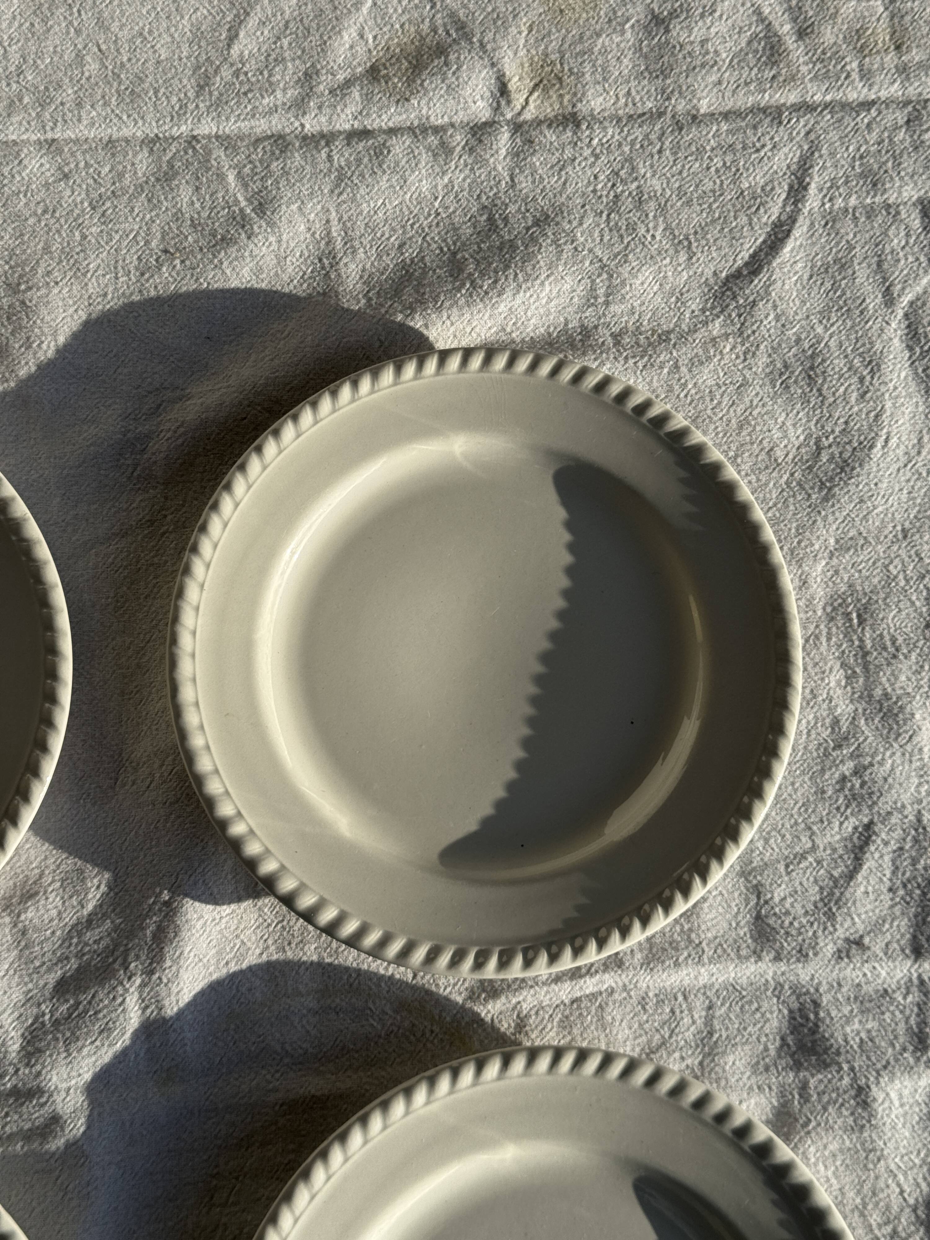 Set of 4 small white earthenware dessert plates D20