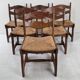 MidCentury Brutalist Oak "Razor Blade" Dining Chairs, Set of 6, France 60's