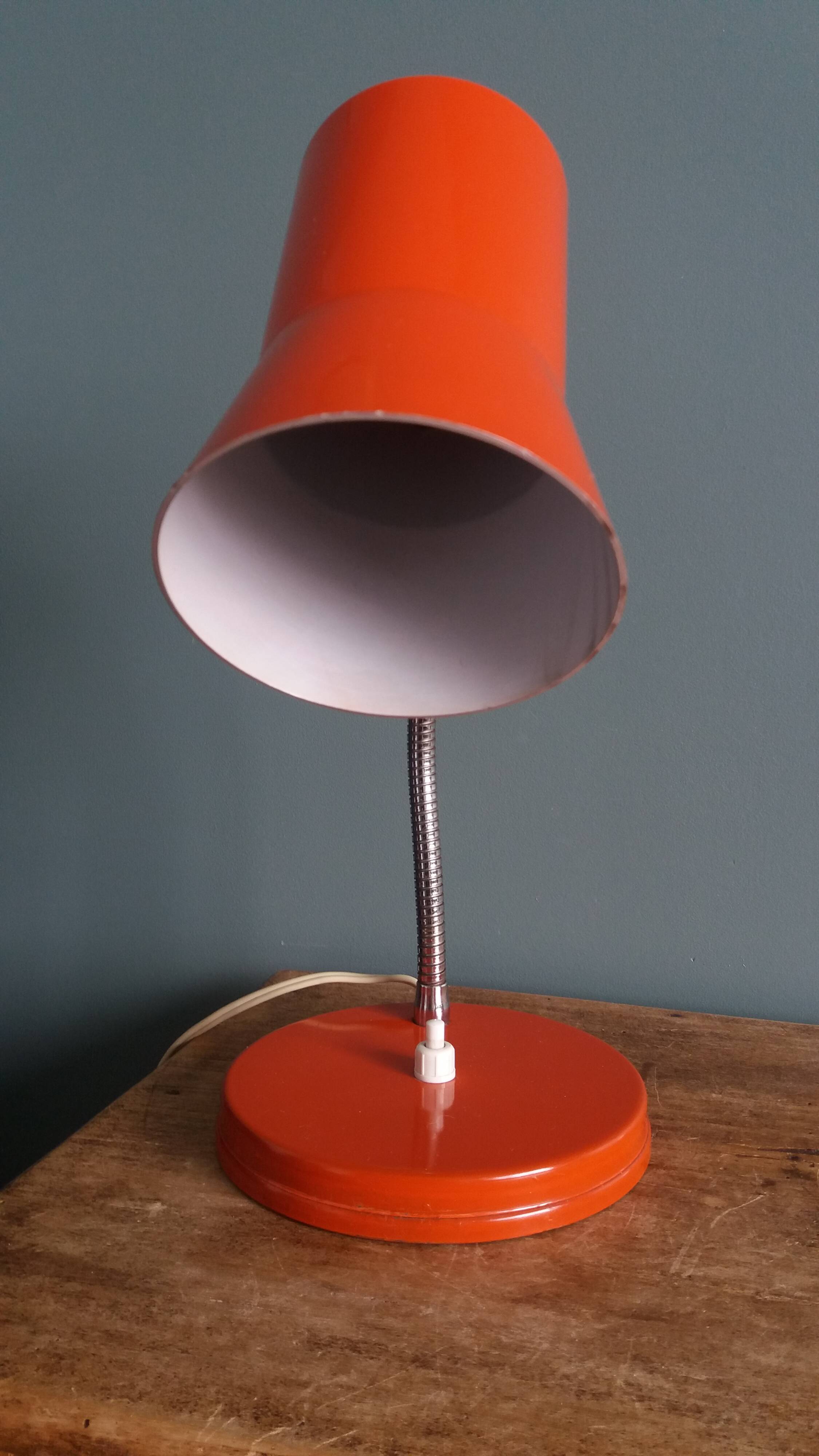Lampe de bureau flexible années 70 orange